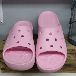 Crocs Platform Pink Slide Sandals